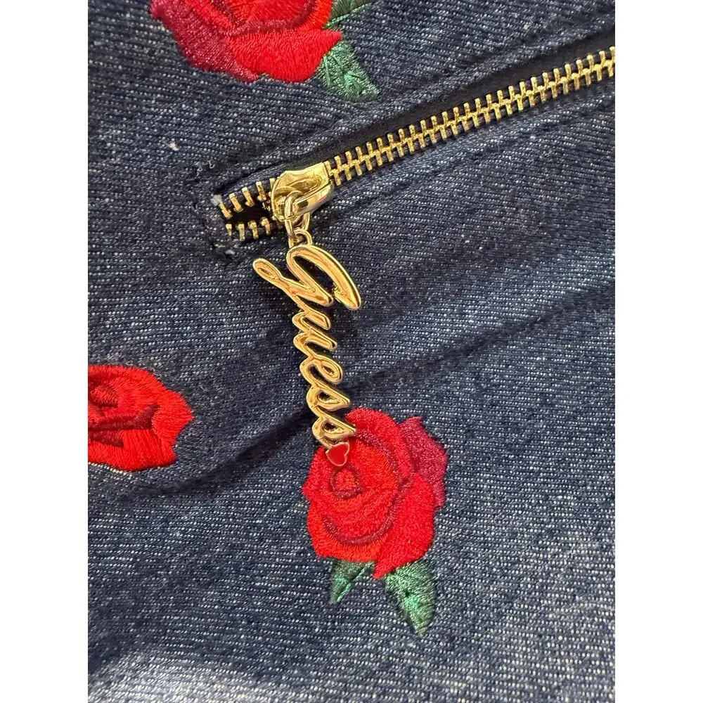 GUESS Blue Denim Backpack Bag Roses Casual Boho